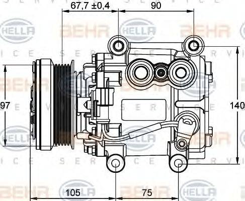 BEHR HELLA SERVICE 8FK351134491 Компресор, кондиціонер