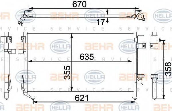 BEHR HELLA SERVICE 8FC351304141 Конденсатор, кондиціонер