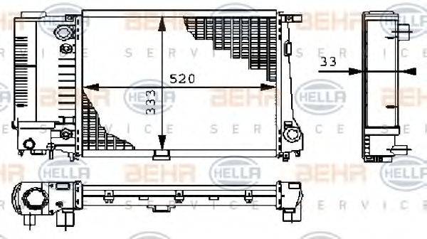 BEHR HELLA SERVICE 8MK376711671 Радіатор, охолодження двигуна