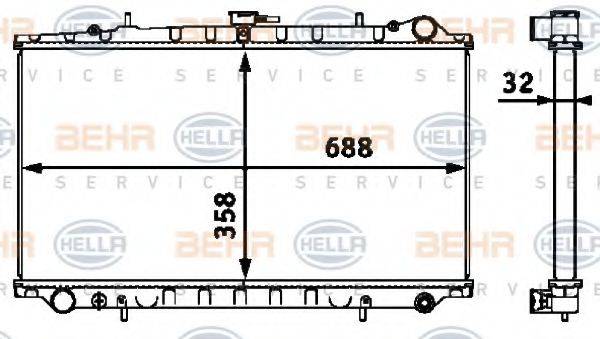 BEHR HELLA SERVICE 8MK376718471 Радіатор, охолодження двигуна