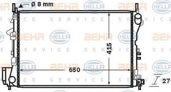 BEHR HELLA SERVICE 8MK376726771 Радіатор, охолодження двигуна