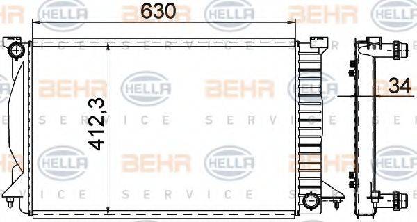 BEHR HELLA SERVICE 8MK376766331 Радіатор, охолодження двигуна