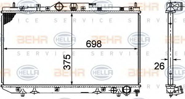 BEHR HELLA SERVICE 8MK376781051 Радіатор, охолодження двигуна