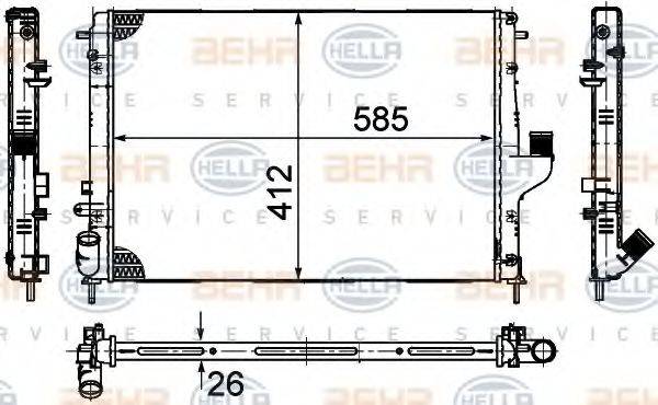 BEHR HELLA SERVICE 8MK376787651 Радіатор, охолодження двигуна