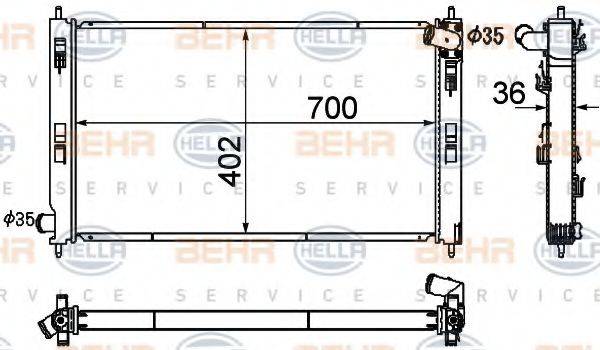 BEHR HELLA SERVICE 8MK376790351 Радіатор, охолодження двигуна