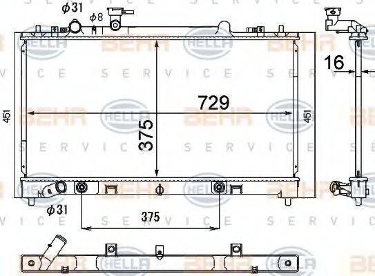 BEHR HELLA SERVICE 8MK376790381 Радіатор, охолодження двигуна