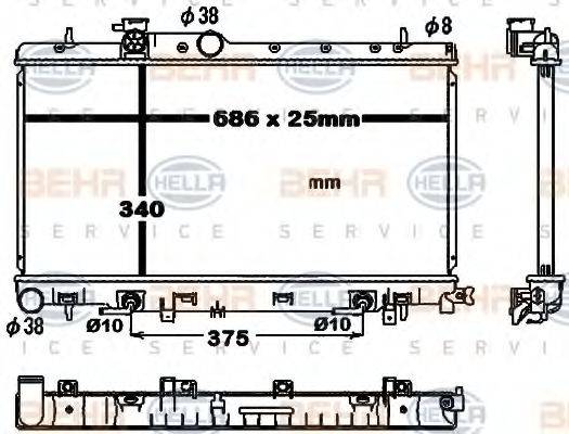 BEHR HELLA SERVICE 8MK376792381 Радіатор, охолодження двигуна