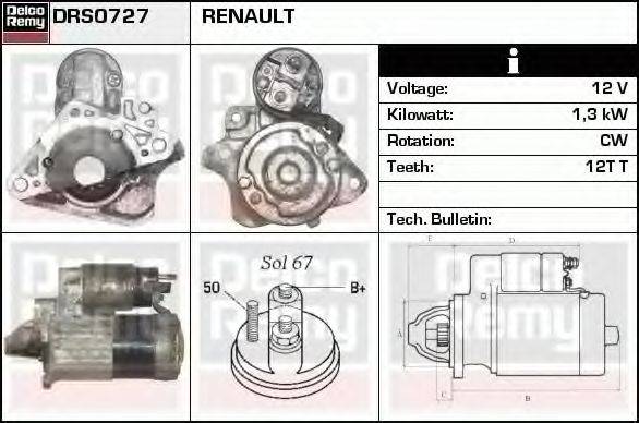 DELCO REMY DRS0727 Стартер