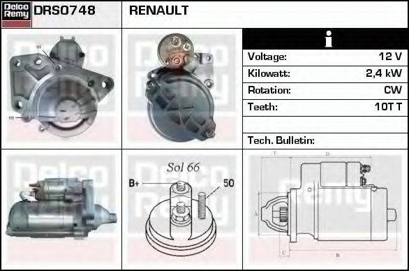 DELCO REMY DRS0748 Стартер