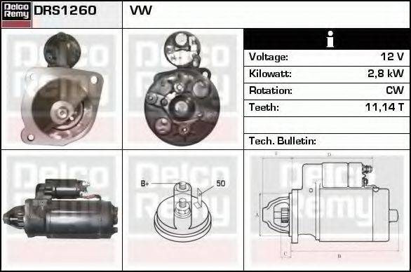 DELCO REMY DRS1260 Стартер