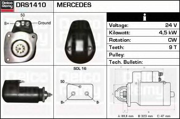 DELCO REMY DRS1410 Стартер