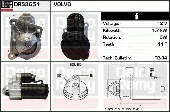 DELCO REMY DRS3654 Стартер