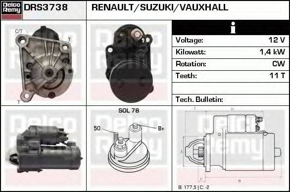 DELCO REMY DRS3738 Стартер