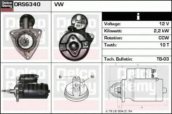 DELCO REMY DRS6340 Стартер