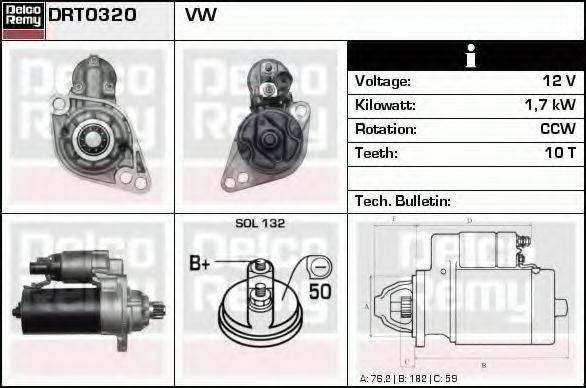 DELCO REMY DRT0320 Стартер