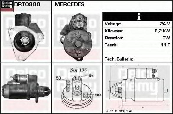 DELCO REMY DRT0880 Стартер