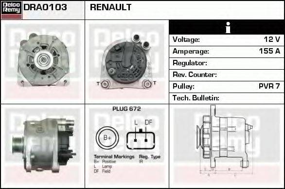 DELCO REMY DRA0103 Генератор