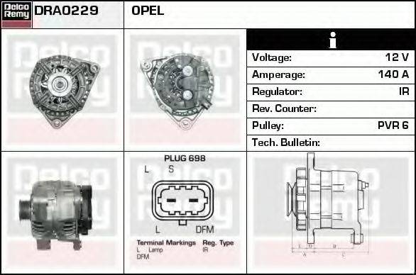 DELCO REMY DRA0229 Генератор