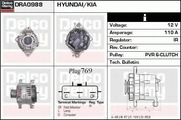 DELCO REMY DRA0988 Генератор