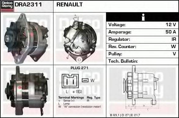 DELCO REMY DRA2311 Генератор