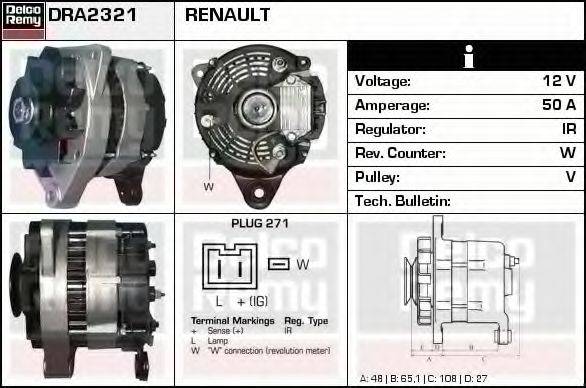 DELCO REMY DRA2321 Генератор