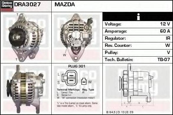 DELCO REMY DRA3027 Генератор