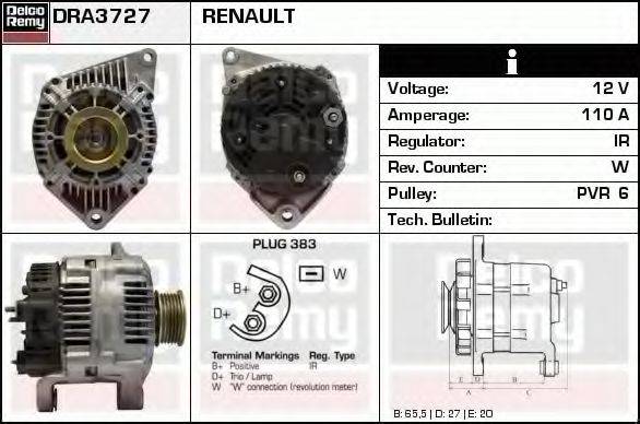 DELCO REMY DRA3727 Генератор