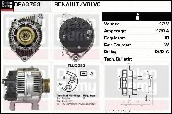 DELCO REMY DRA3783 Генератор