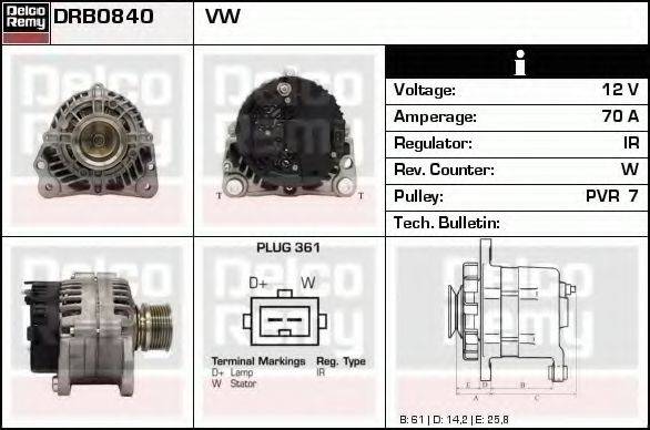 DELCO REMY DRB0840 Генератор