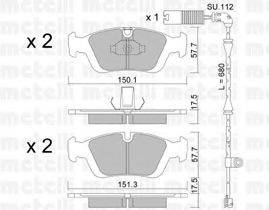 METELLI 2203120K Комплект гальмівних колодок, дискове гальмо