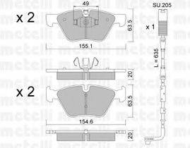 METELLI 2205575K Комплект гальмівних колодок, дискове гальмо