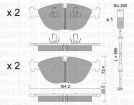 METELLI 2208284K Комплект гальмівних колодок, дискове гальмо