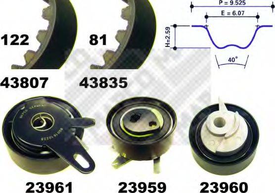 MAPCO 23819 Комплект ременя ГРМ