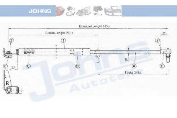 JOHNS 81539592 Газова пружина, кришка багажника