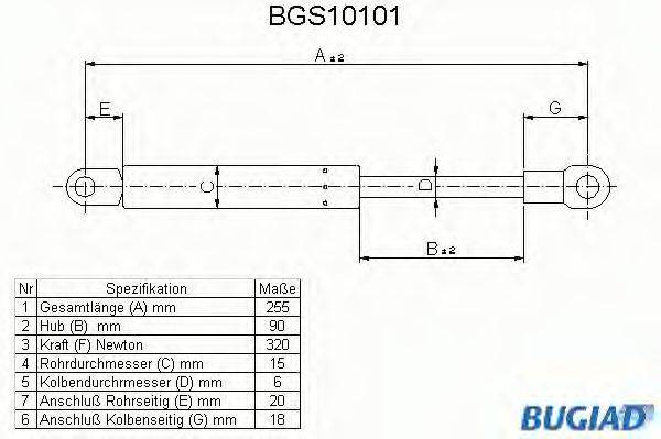 BUGIAD BGS10101 Газова пружина, кришка багажника