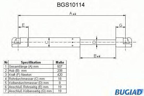 BUGIAD BGS10114 Газова пружина, кришка багажника