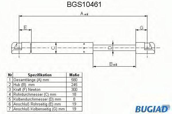 BUGIAD BGS10461 Газова пружина, кришка багажника