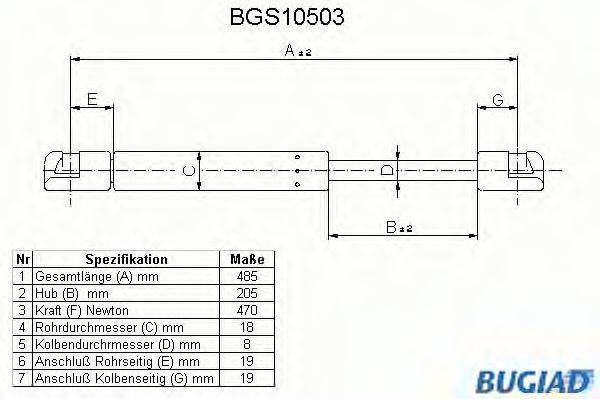 BUGIAD BGS10503 Газова пружина, кришка багажника