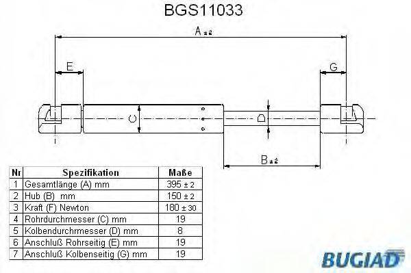 BUGIAD BGS11033 Газова пружина, заднє скло