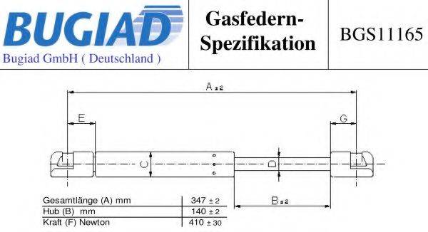 BUGIAD BGS11165 Газова пружина, капот