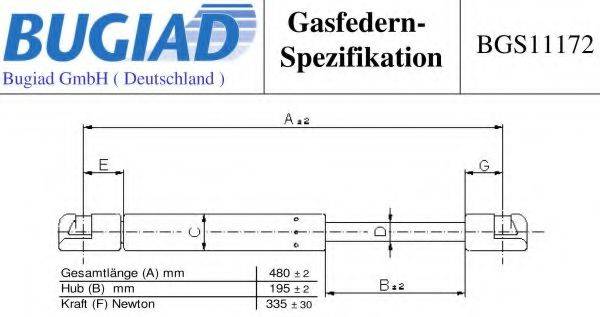 BUGIAD BGS11172 Газова пружина, кришка багажника