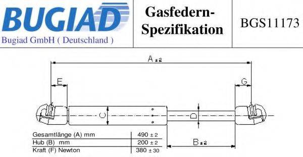 BUGIAD BGS11173 Газова пружина, кришка багажника