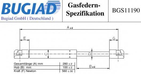 BUGIAD BGS11190 Газова пружина, кришка багажника