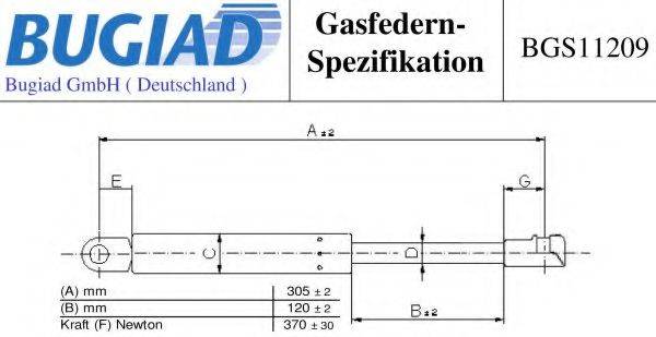 BUGIAD BGS11209 Газова пружина, капот