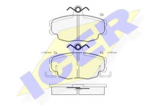 ICER 180622 Комплект гальмівних колодок, дискове гальмо