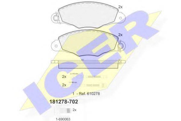 ICER 181278702 Комплект гальмівних колодок, дискове гальмо