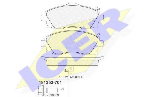 ICER 181353701 Комплект гальмівних колодок, дискове гальмо