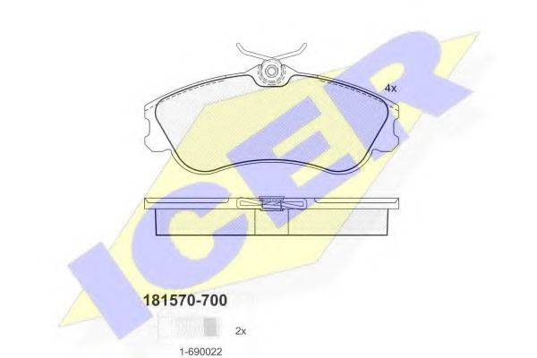 ICER 181570700 Комплект гальмівних колодок, дискове гальмо