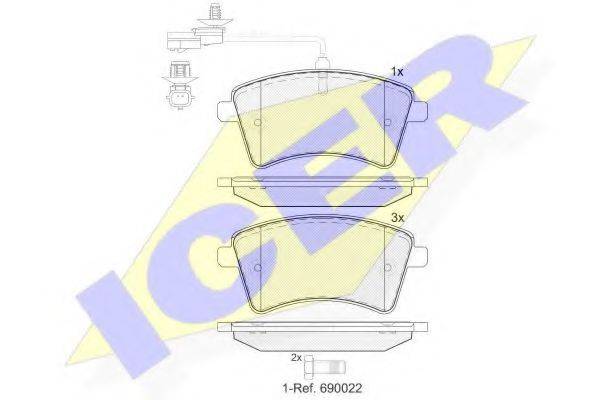 ICER 181854203 Комплект гальмівних колодок, дискове гальмо