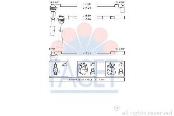 FACET 48802 Комплект дротів запалювання